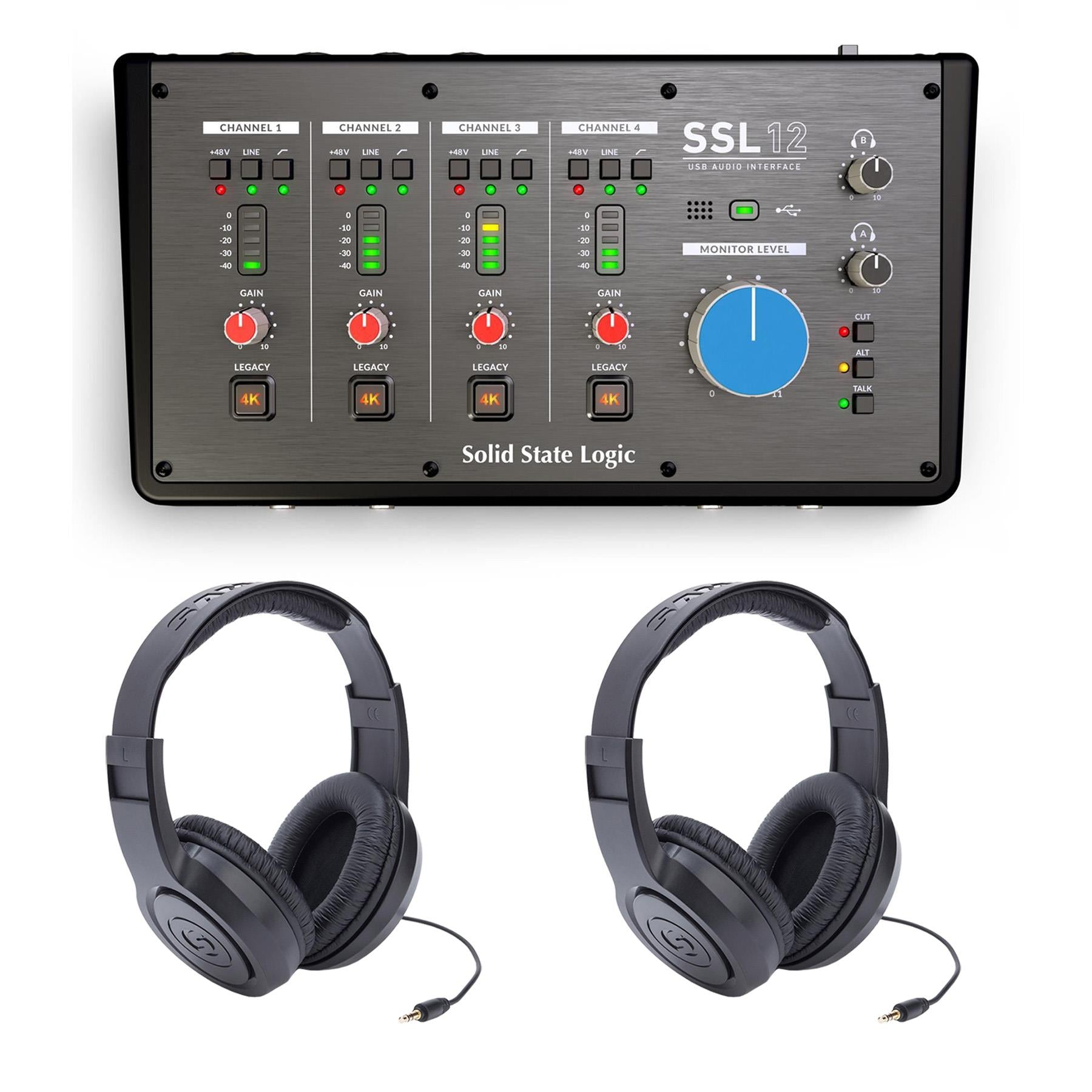 SSL SSL 12 USB-C Audio Interface w/ 2 Samson SR350 Headphones