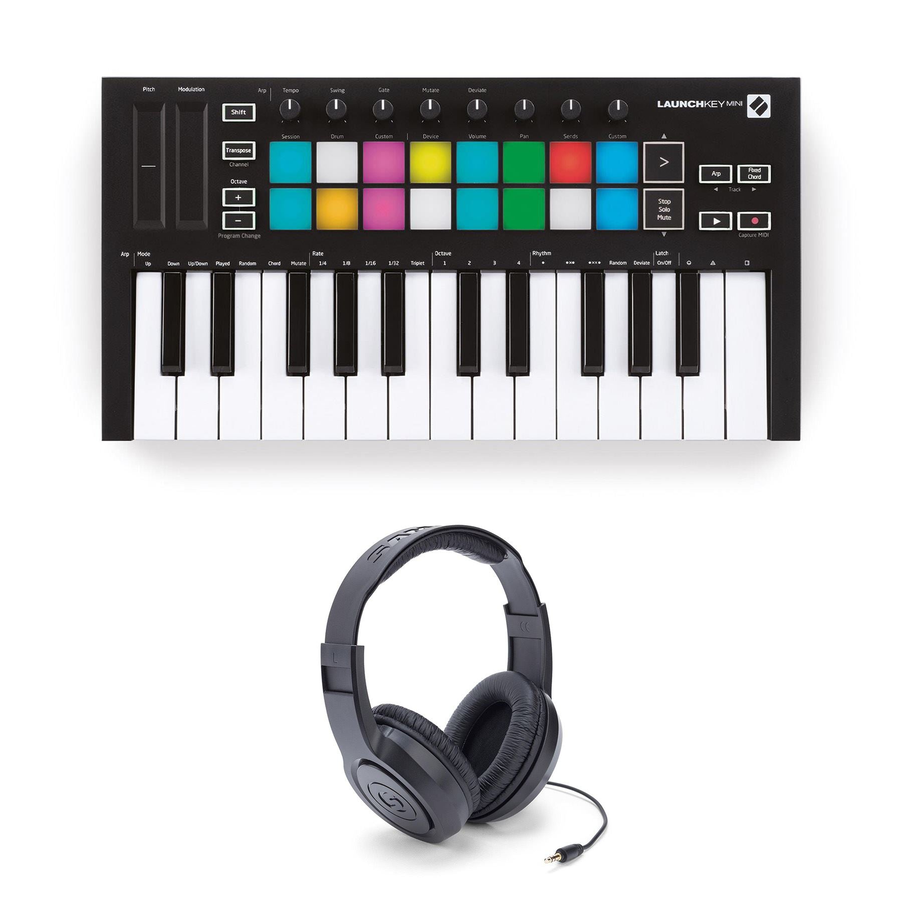 Novation Launchkey Mini MK3 Bundle with Samson SR350 Headphones