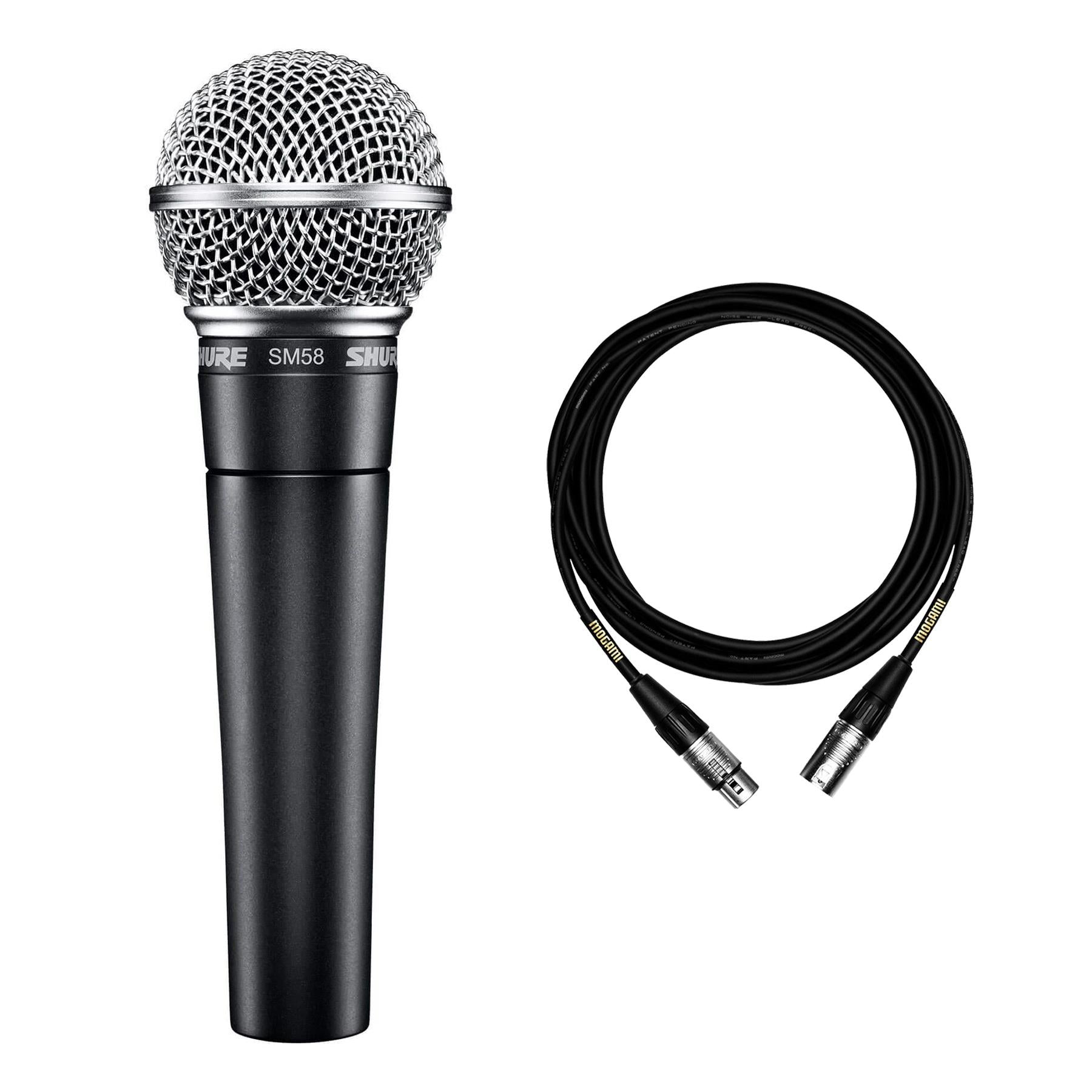 Shure SM58-LC Cardioid Dynamic Vocal Microphone w/Pig Hog 15´ High