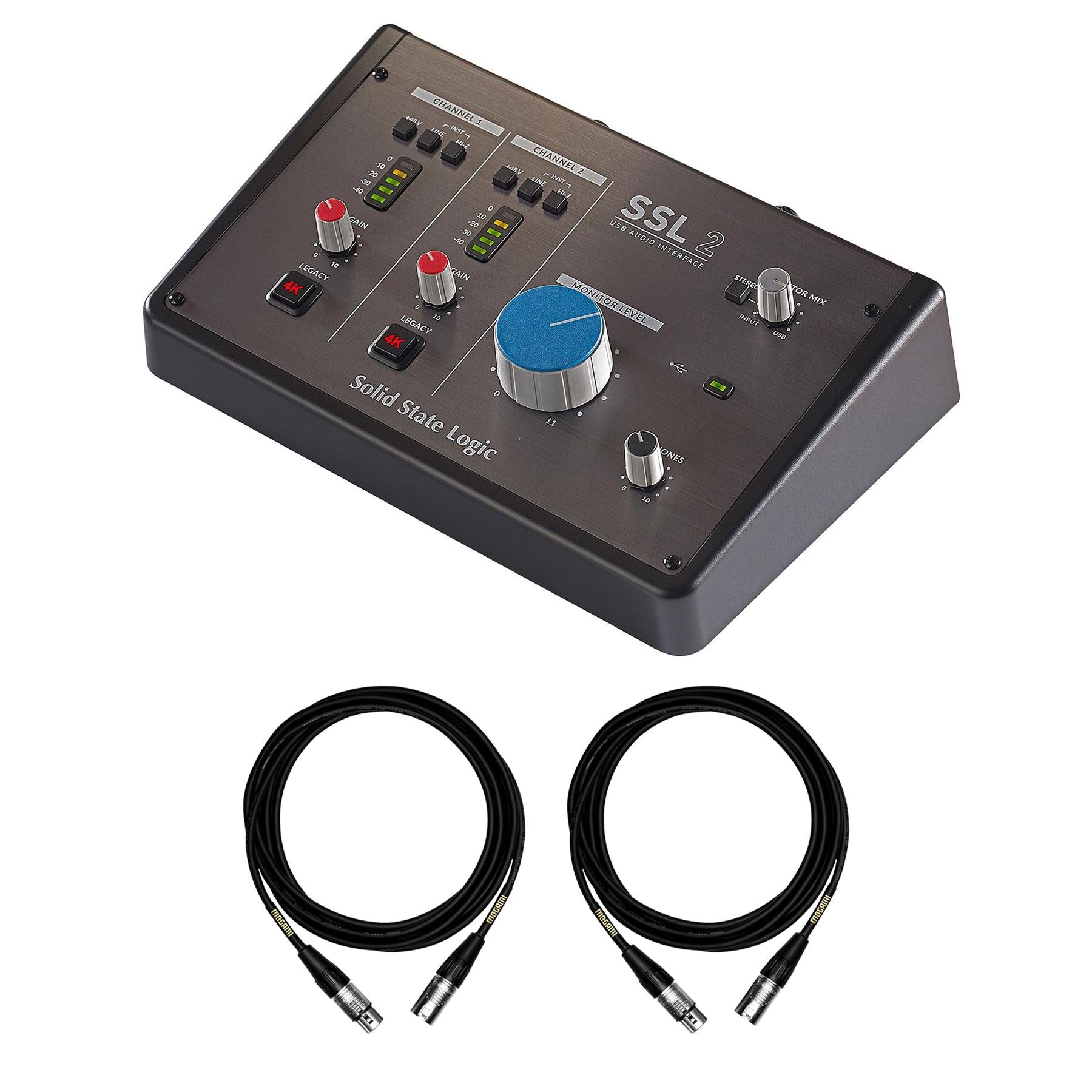 SSL SSL2 USB-C Audio Interface Bundle with 2 Mogami XLR Cables