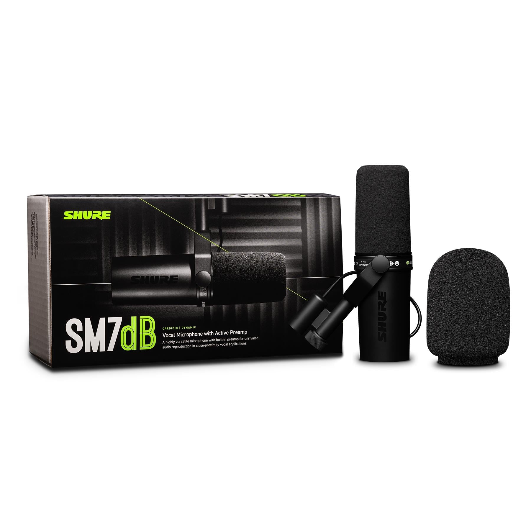 Shure SM7dB Microphone Bundle with Scarlett Solo, Mic Stand, Headphones