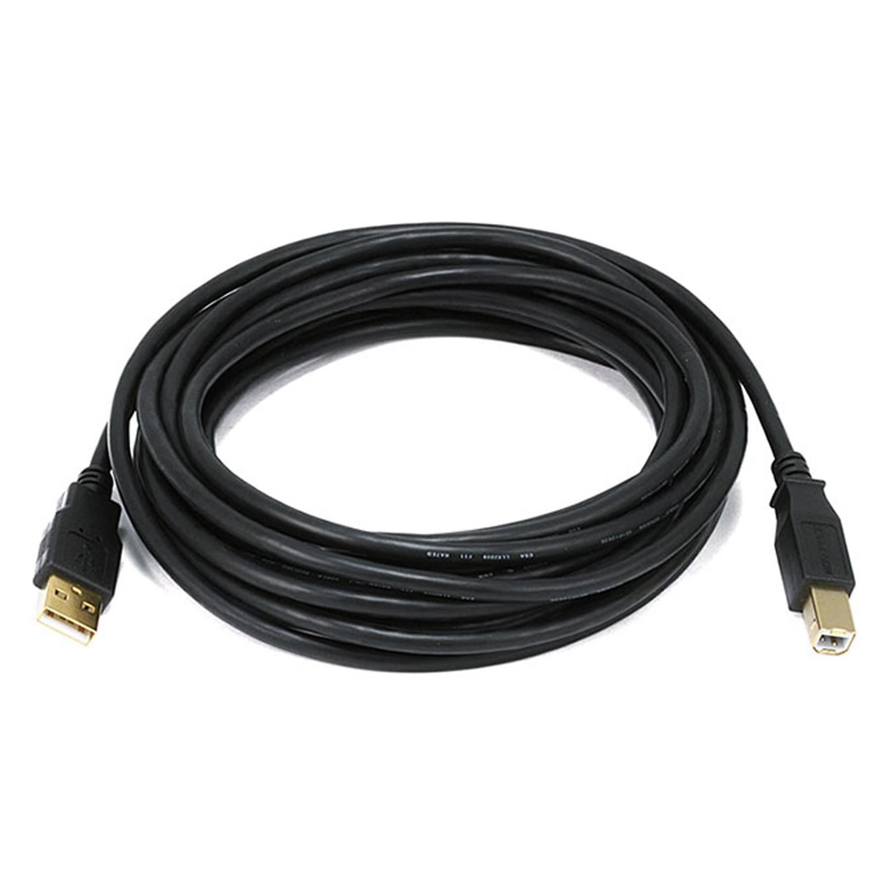 15-foot Black USB-A to USB-B 2.0 Gold Plated Cable for Roland