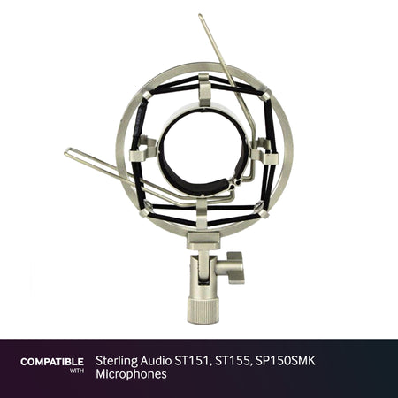 Silver Shock Mount fits Sterling Audio ST151, ST155, SP150SMK Microphones