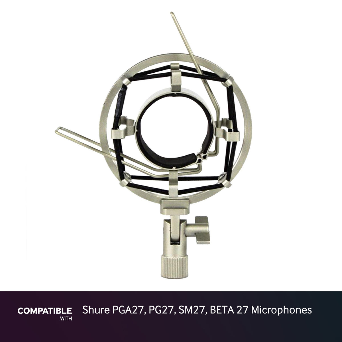 Silver Shock Mount fits Shure PGA27, PG27, SM27, BETA 27 Microphones