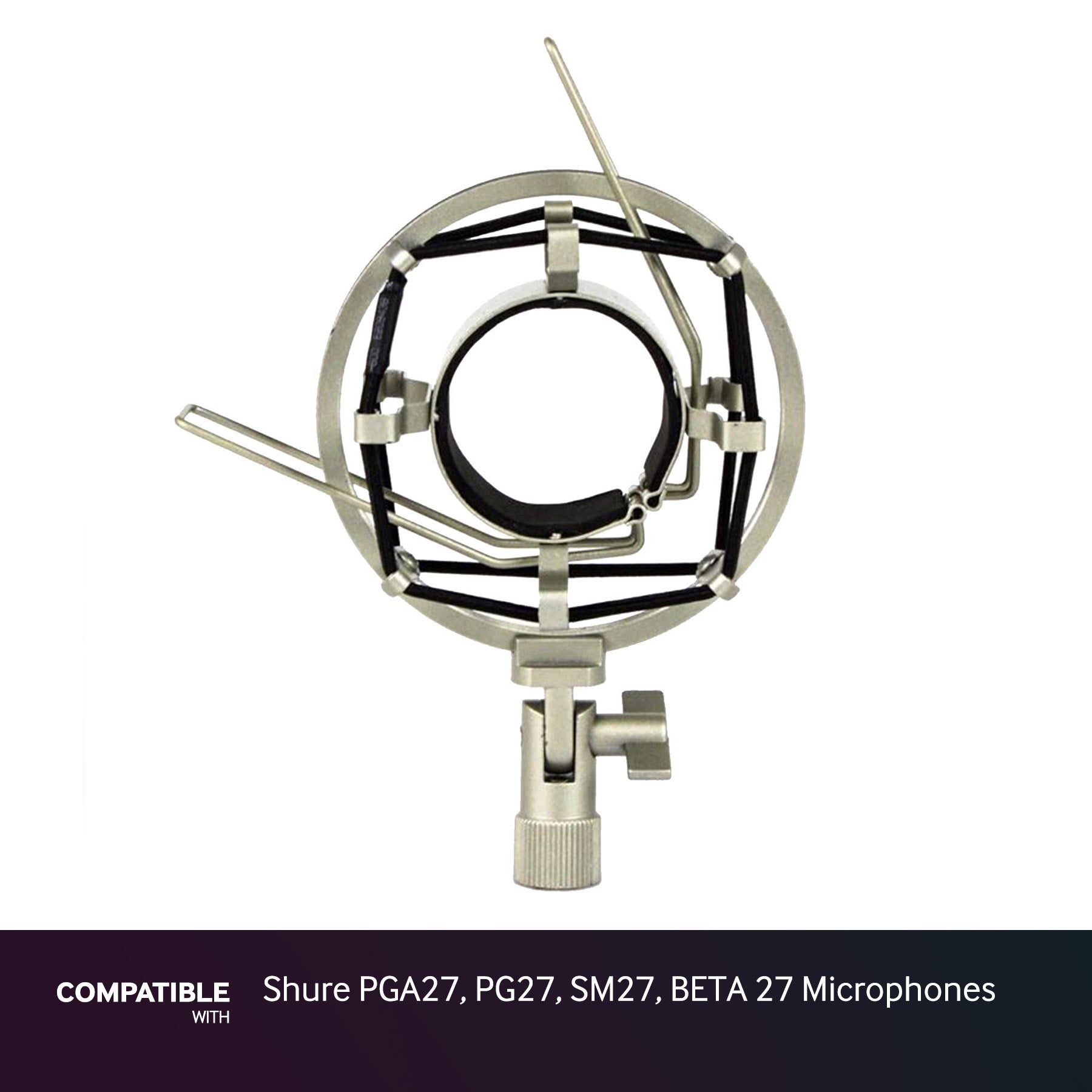 Silver Shock Mount fits Shure PGA27, PG27, SM27, BETA 27 Microphones