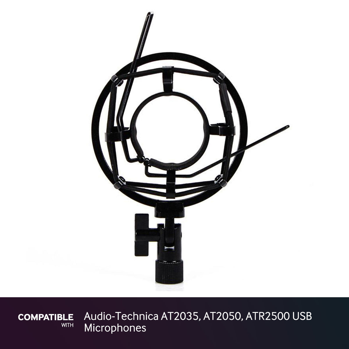 Black Shock Mount fits Audio-Technica AT2035, AT2050, ATR2500 USB Microphones