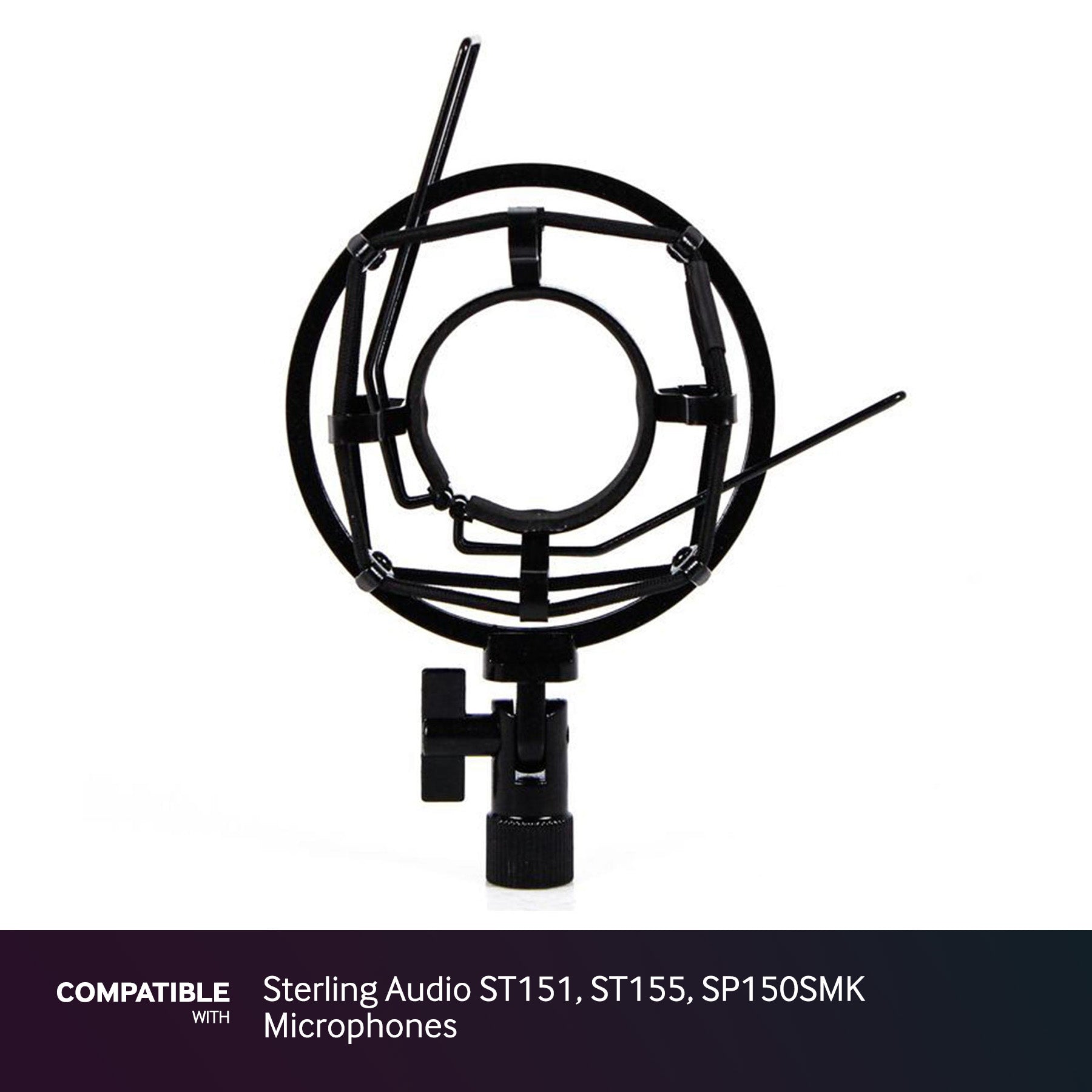 Black Shock Mount fits Sterling Audio ST151, ST155, SP150SMK Microphones