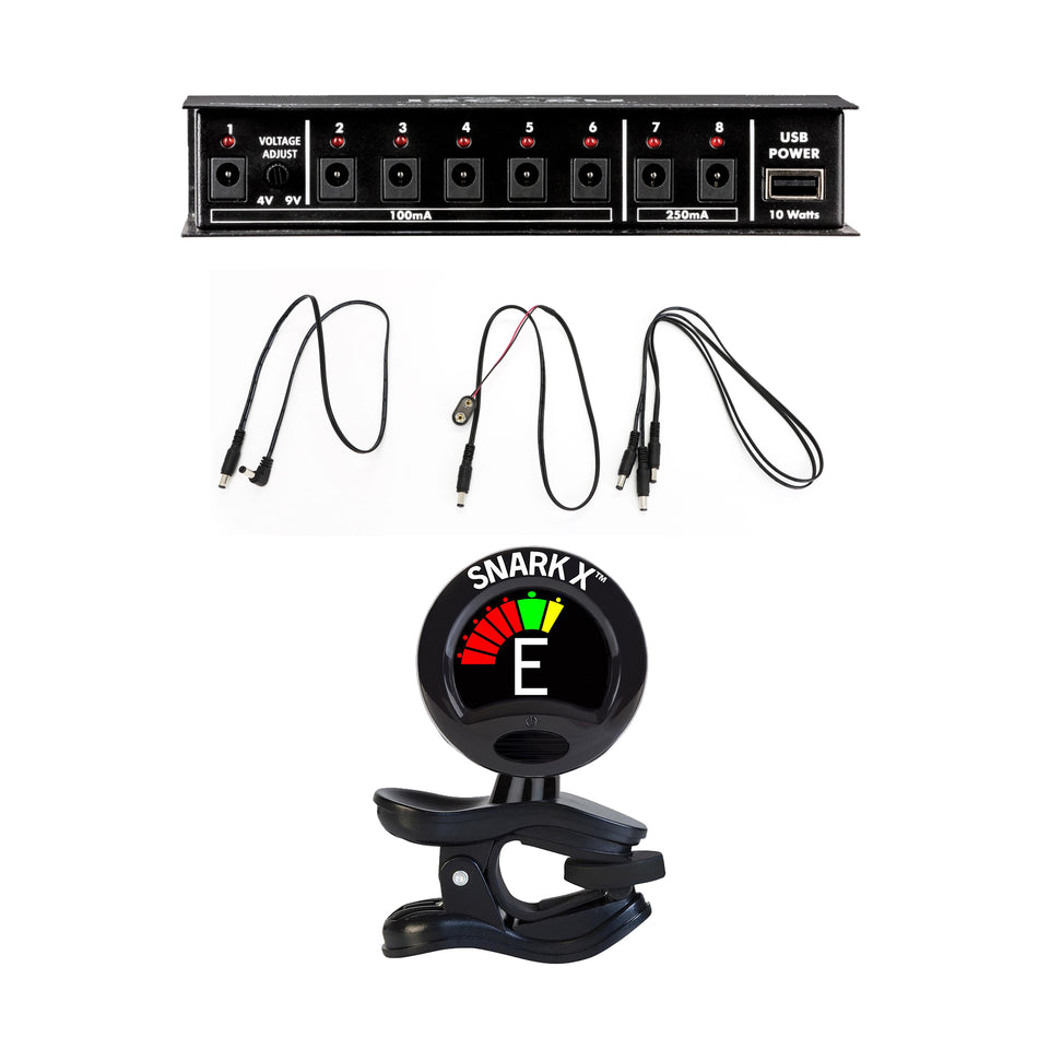 ART ISO-8U Pedalboard Power Supply Bundle with Snark X Clip-On Tuner