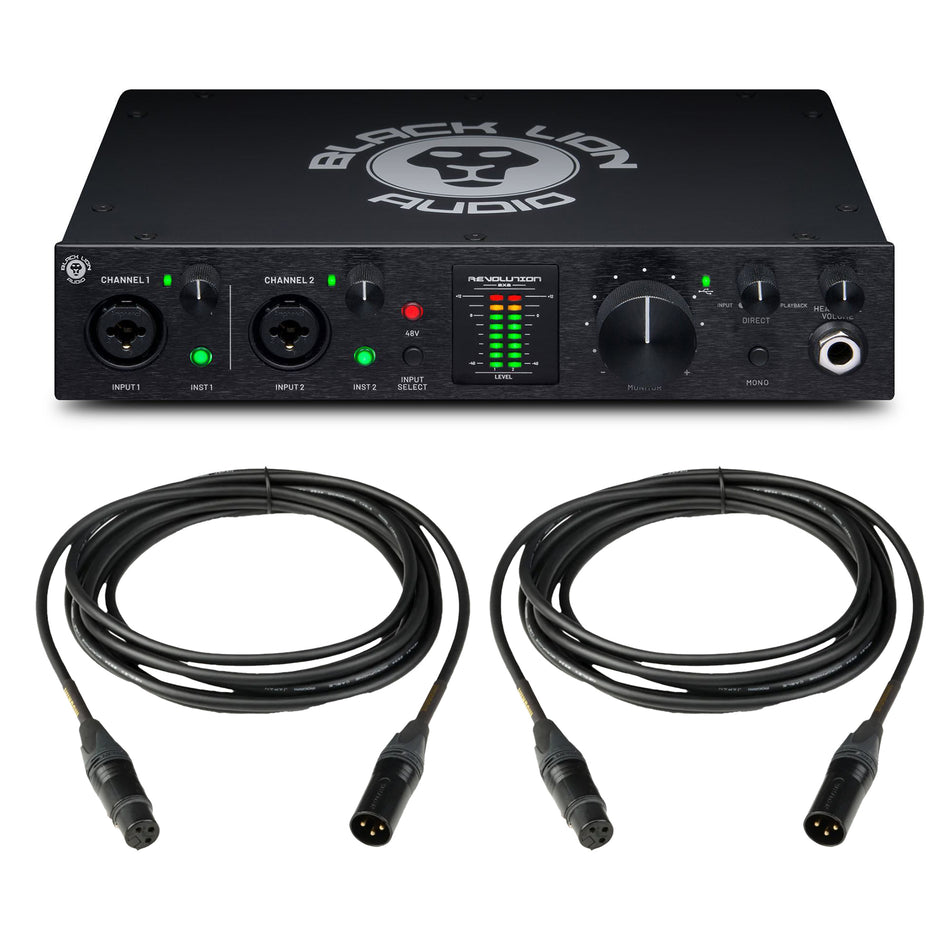 Black Lion Audio Revolution 2x2 Interface Bundle with Mogami Gold Studio XLR Cables