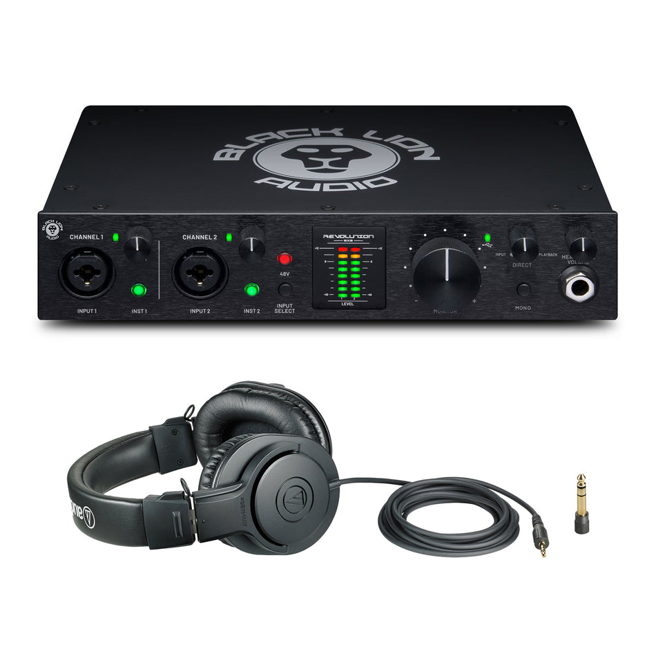 Black Lion Audio Revolution 2x2 Interface Bundle with ATH-M20x Headphones