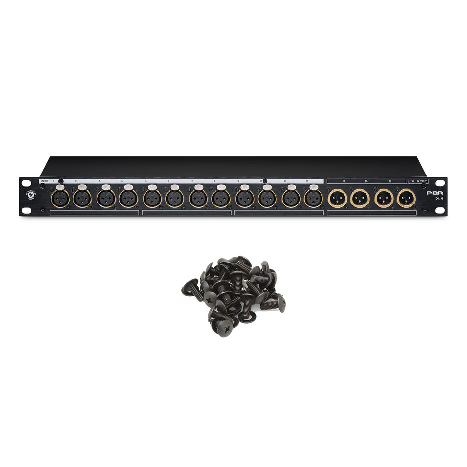 Black Lion PBR XLR 16-Point Gold Plated Patchbay bundle with Rack Screws