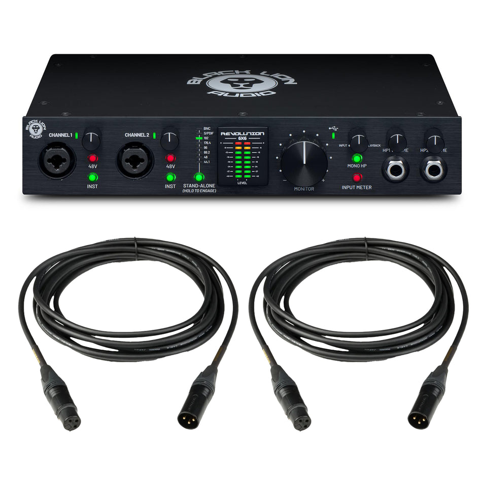 Black Lion Audio Revolution 6x6 Interface Bundle with Mogami Gold Studio XLR Cables