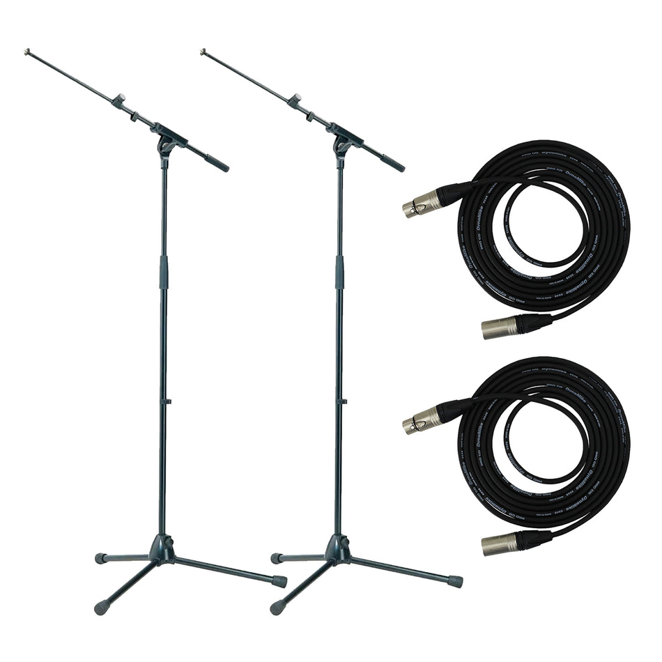 K&M 21075 Mic Stand 2-Pack bundle with (2) 30-foot Pro Co EXMN-30 XLR Cables