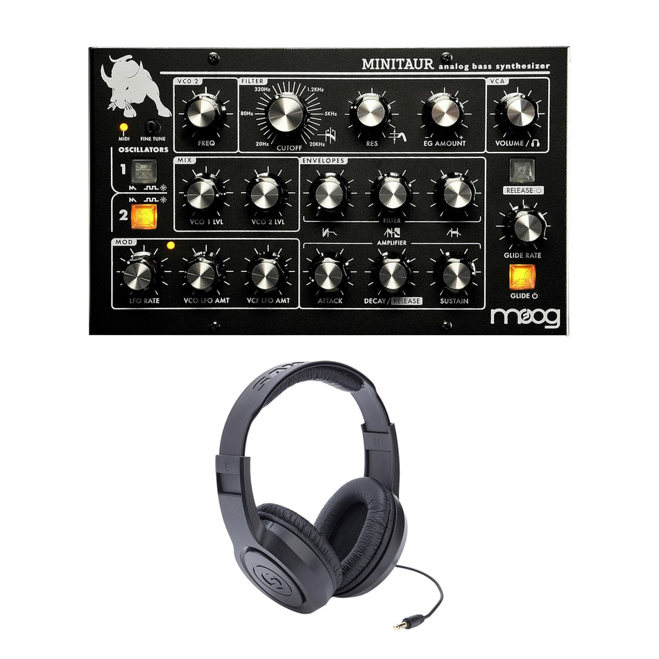 Moog Minitaur Analog Bass Synthesizer Bundle with Samson Headphones