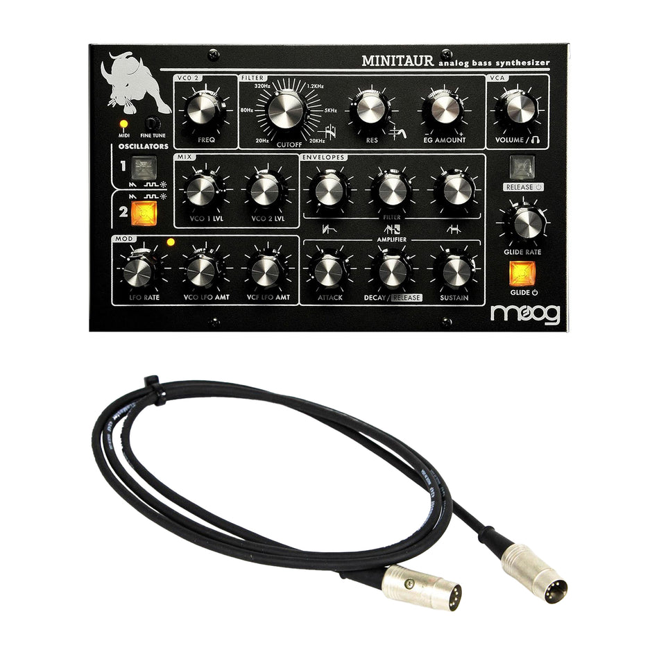 Moog Minitaur Analog Bass Synthesizer Bundle with Rapco Horizon MIDI Cable