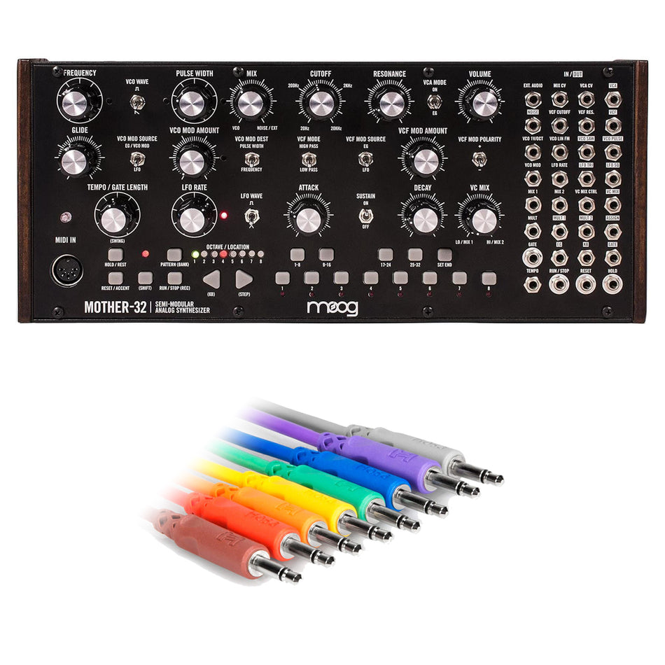 Moog Mother-32 Synthesizer Bundle with Hosa CMM-845 1/8" TS Patch Cables