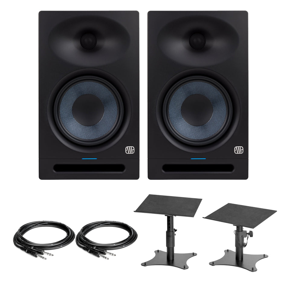 PreSonus Eris Studio 8 Studio Monitors Bundle with TRS Cables & Desktop Stands