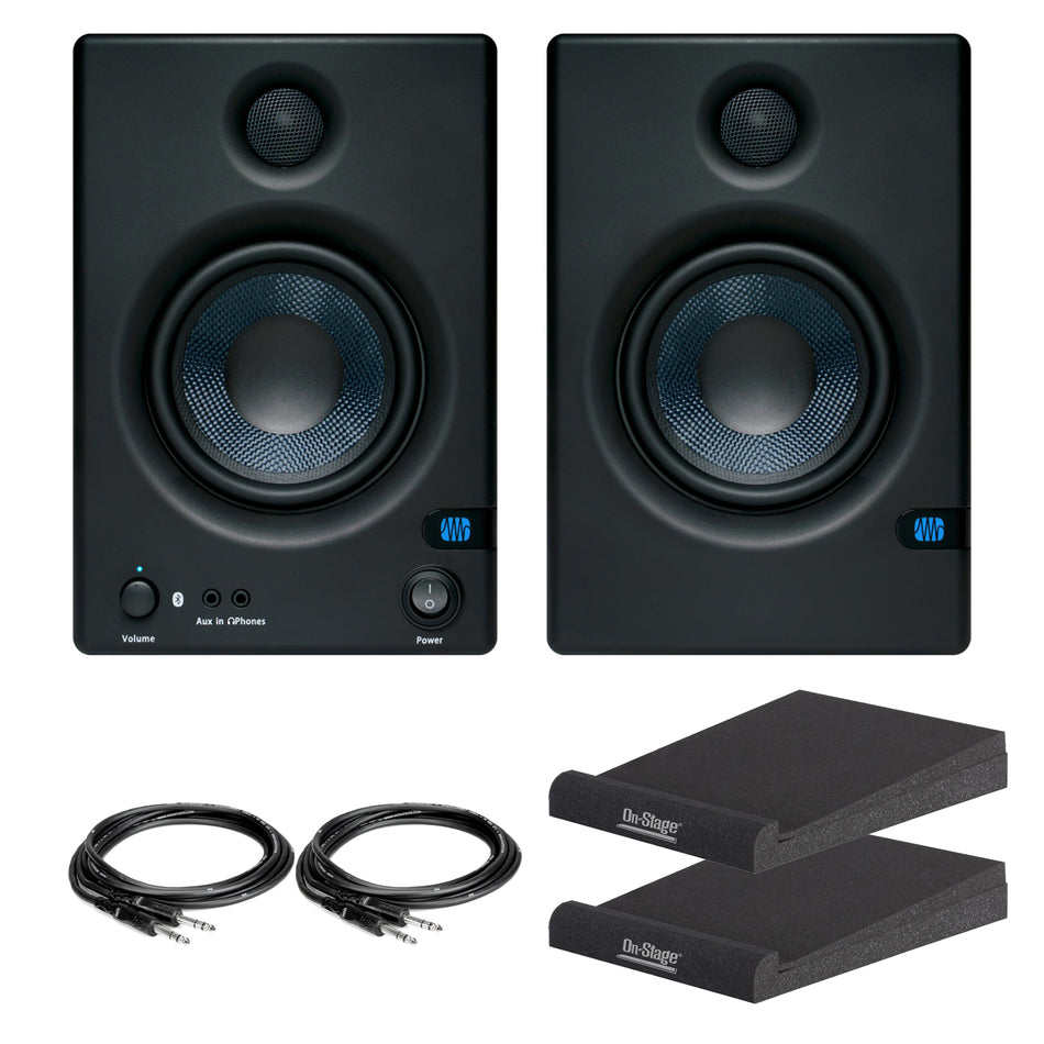 PreSonus E5 BT 5-inch Studio Monitors Bundle with TRS Cables & Isolation Pads