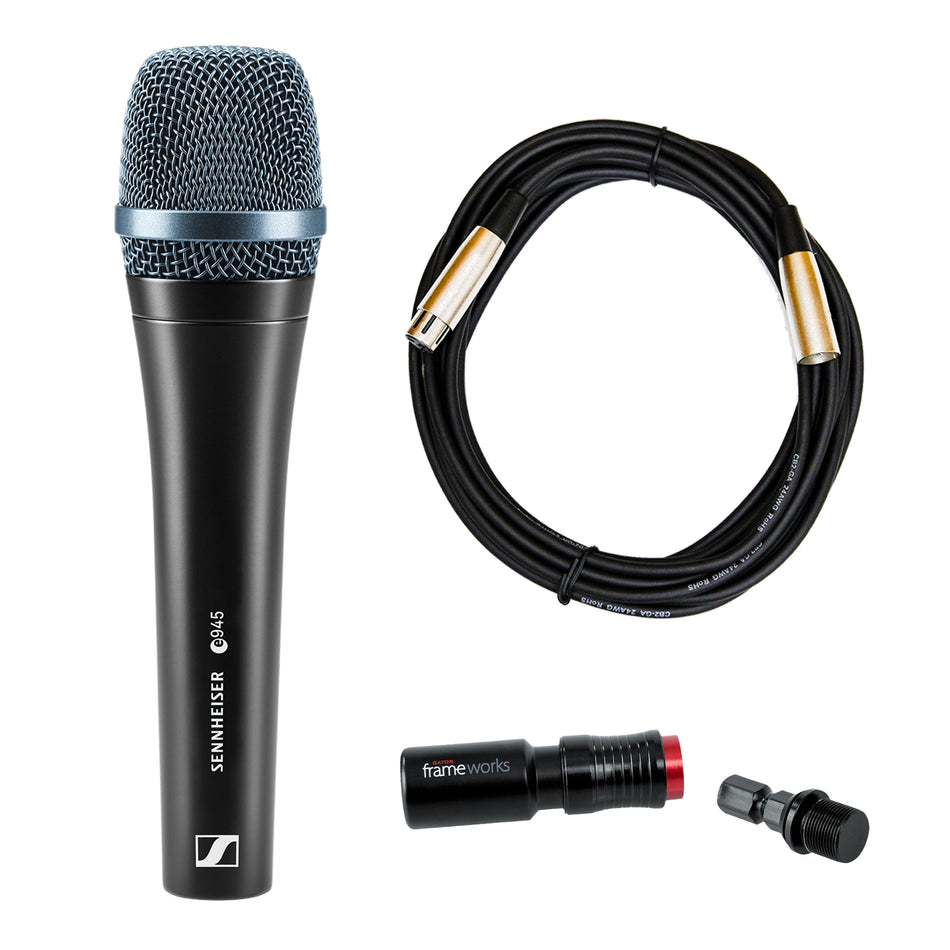 Sennheiser e 945 Dynamic Vocal Microphone Bundle with Quick Release Clip & Cable