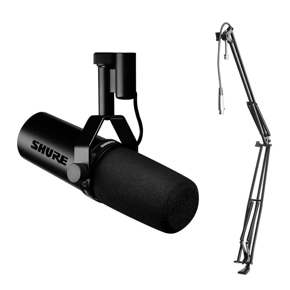 Shure SM7dB Microphone Bundle with On-Stage Desktop Boom Arm with XLR Cable