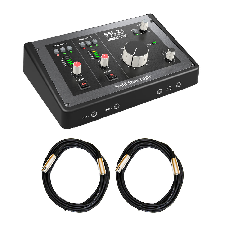 SSL SSL2 MKII USB-C Audio Interface bundle with 2 XLR Cables