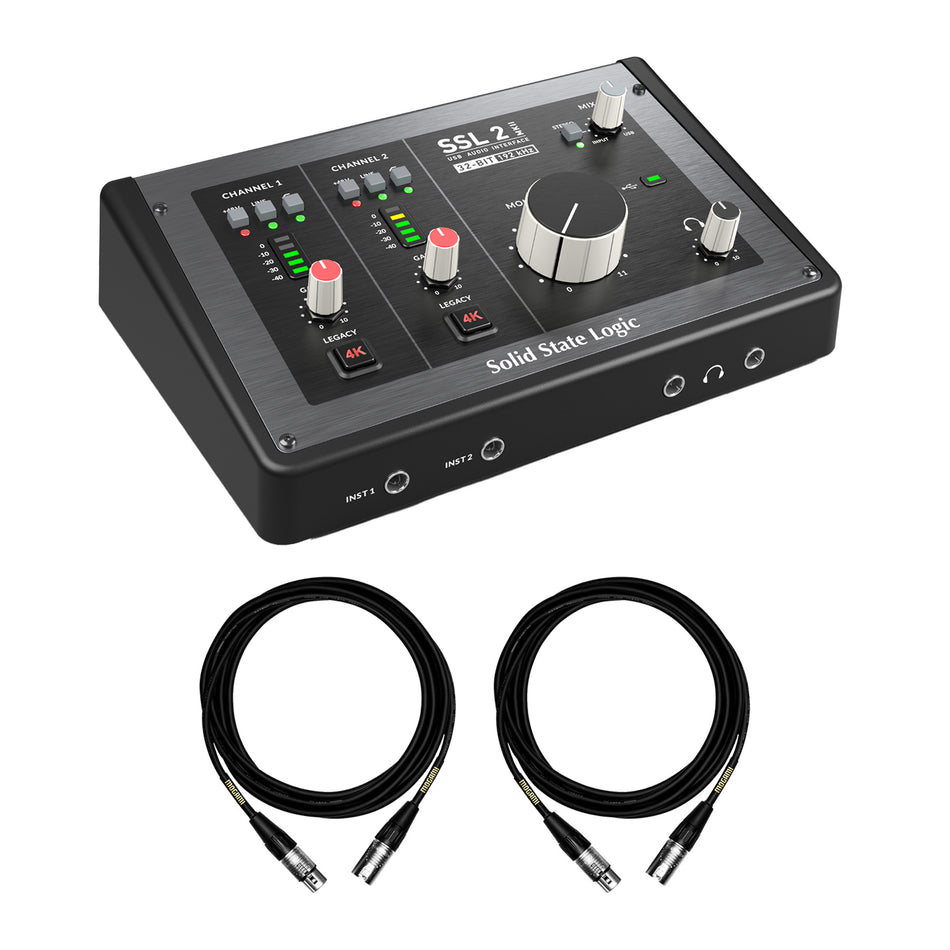 SSL SSL2 MKII USB-C Audio Interface bundle with 2 Mogami XLR Cables