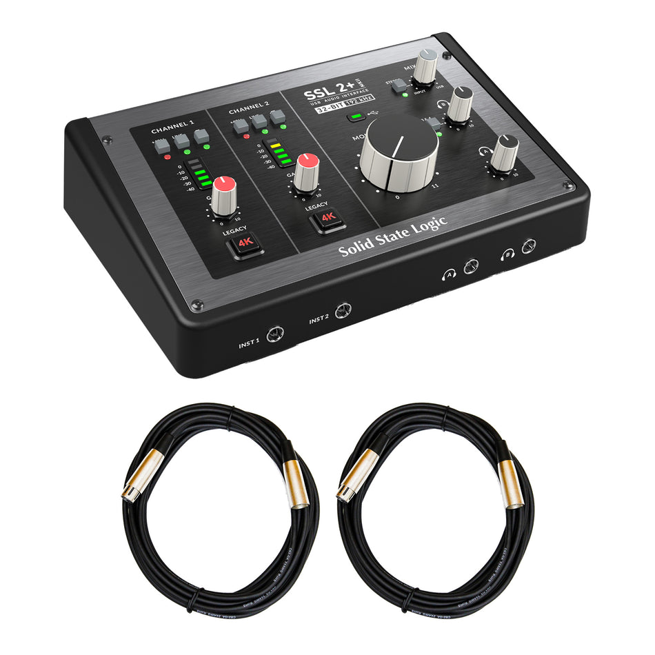 SSL SSL2+ MKII USB-C Audio Interface bundle with 2 XLR Cables