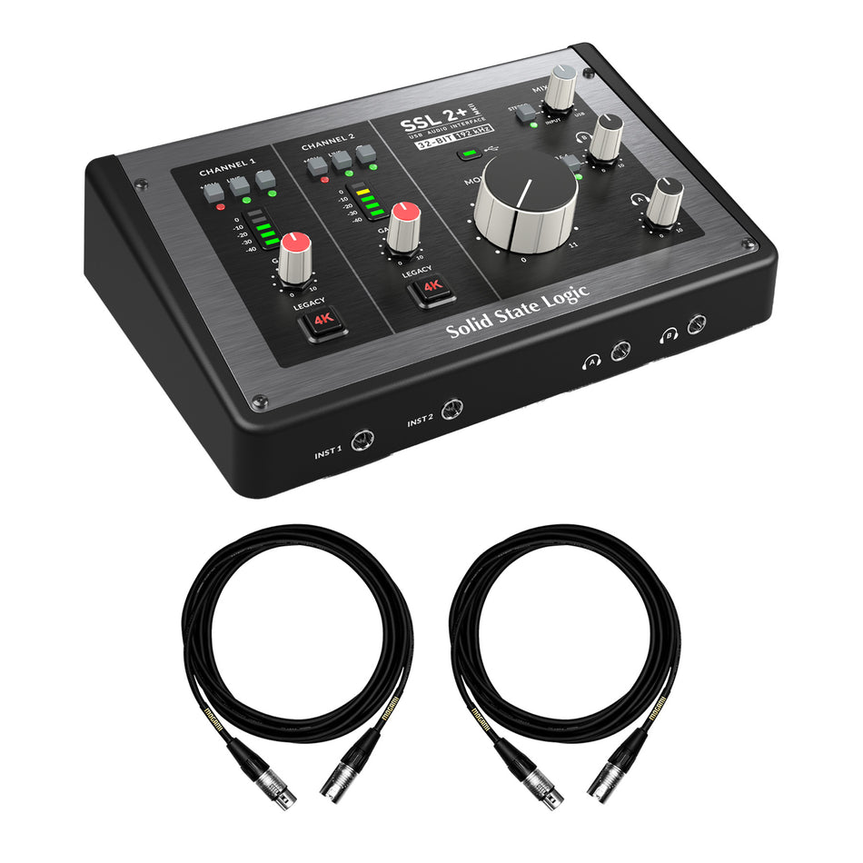 SSL SSL2+ MKII USB-C Audio Interface bundle with 2 Mogami XLR Cables