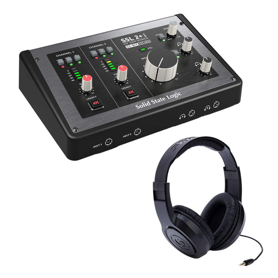 SSL SSL2+ MKII USB-C Audio Interface bundle with Samson SR350 Headphones