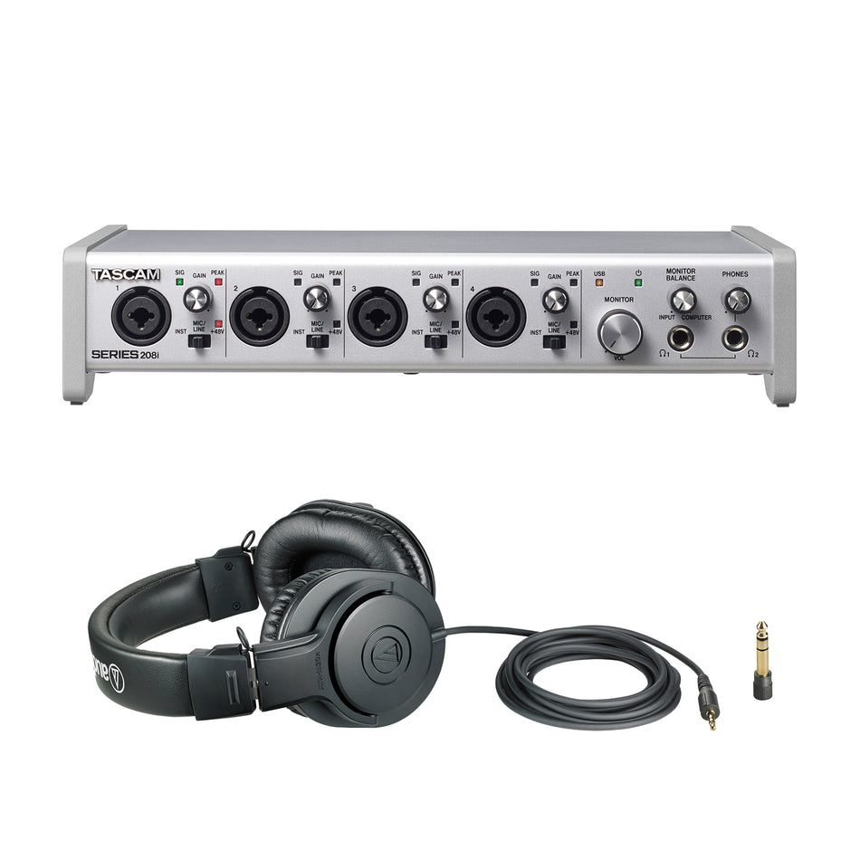 Tascam Series 208i USB Audio Interface Bundle with ATH-M20x Headphones