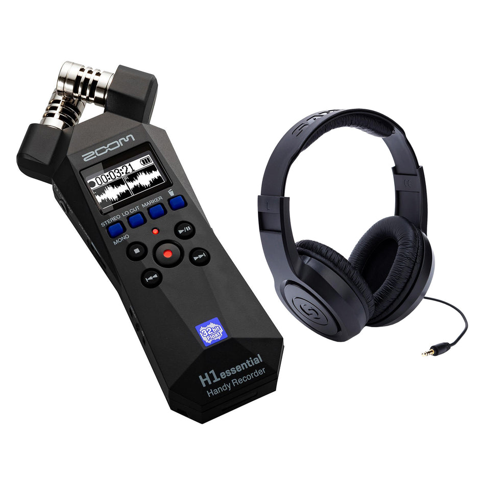 Zoom H1essential Digital Recorder Bundle with Samson SR350 Headphones