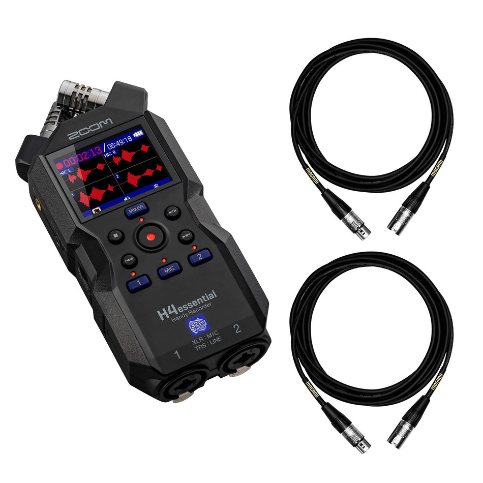 Zoom H4essential Digital Recorder Bundle with 15-foot Mogami XLR Cables