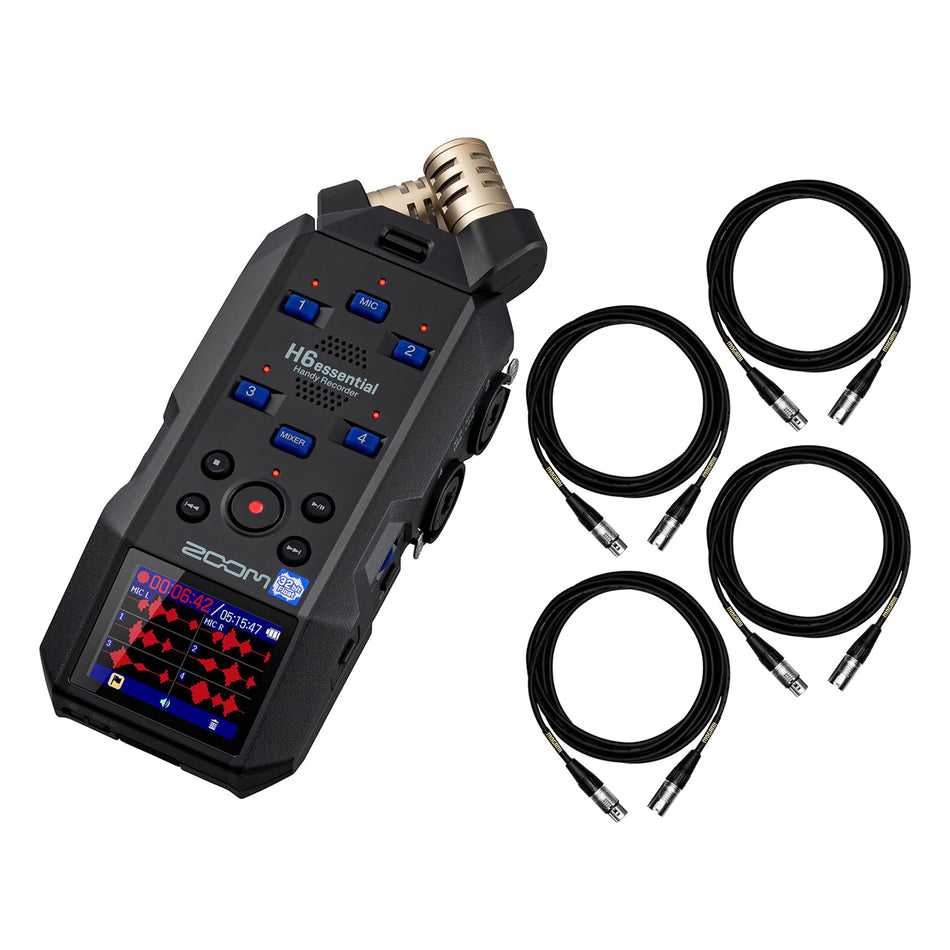 Zoom H6essential Digital Recorder Bundle with Mogami XLR Cables