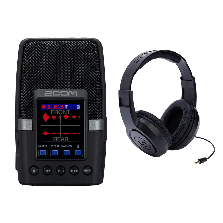 Zoom H2essential Digital Recorder Bundle with Samson SR350 Headphones