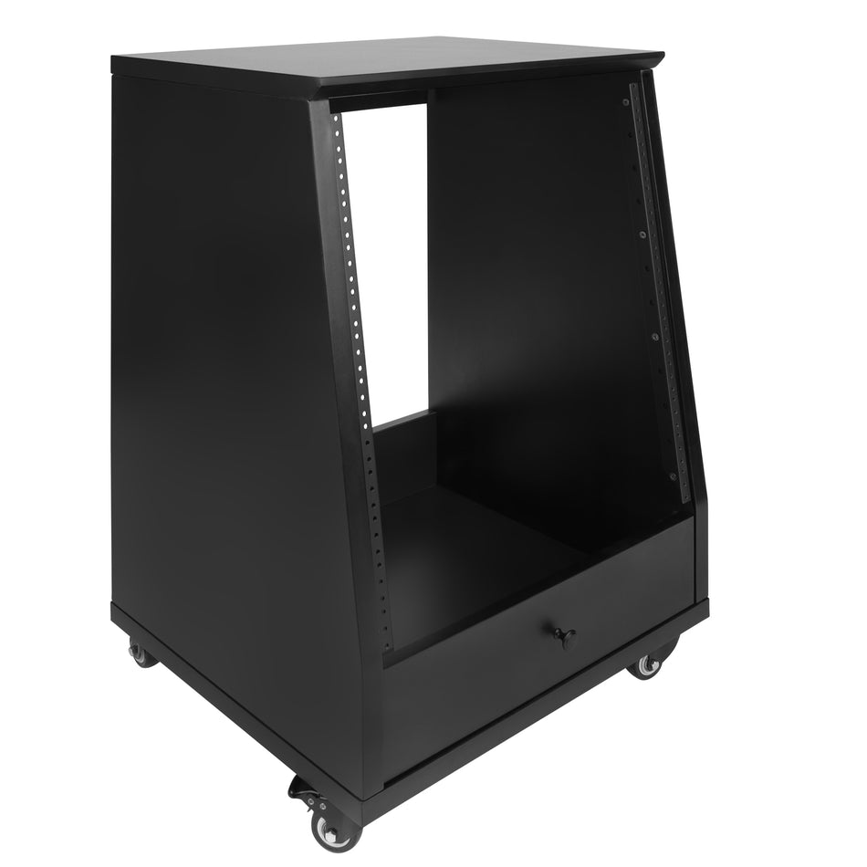 Gator Frameworks Elite Series 12U Angled Studio Rack with Locking Casters, Standard Black