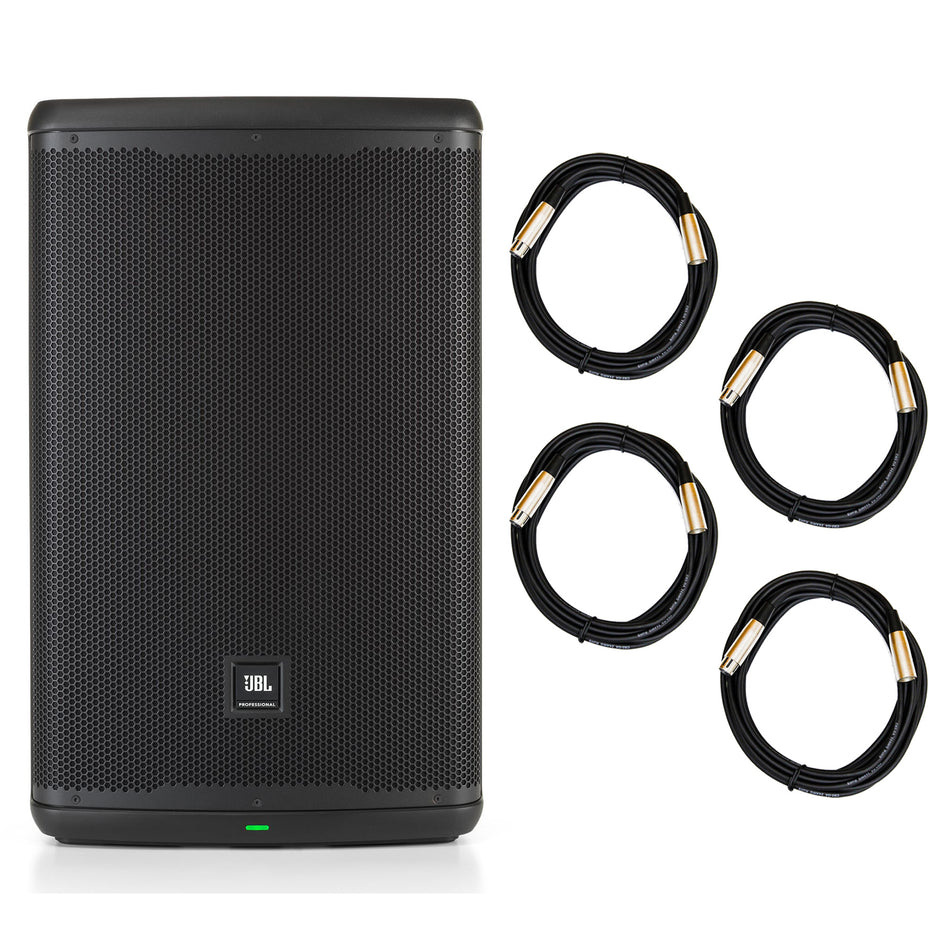 JBL EON715 15-inch Powered Loudspeaker Bundle With 4 20-foot XLR Cables