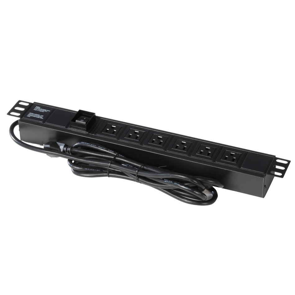 Gator GRW-PWRVERT-6 Horizontal Rack Mount Power Strip with 6-Outlets