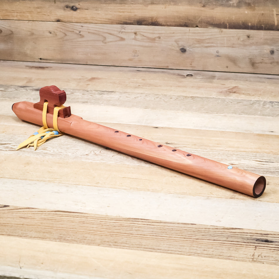 Hawk Native American Style ProLine Decorated Flute w/ Buffalo Totem in E-Minor Aromatic Cedar