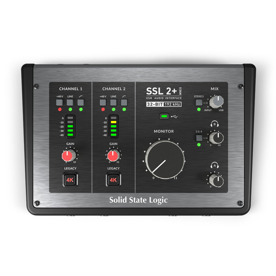 SSL SSL2+ MKII 2-In/4-Out USB-C Audio Interface with SSL Production Pack