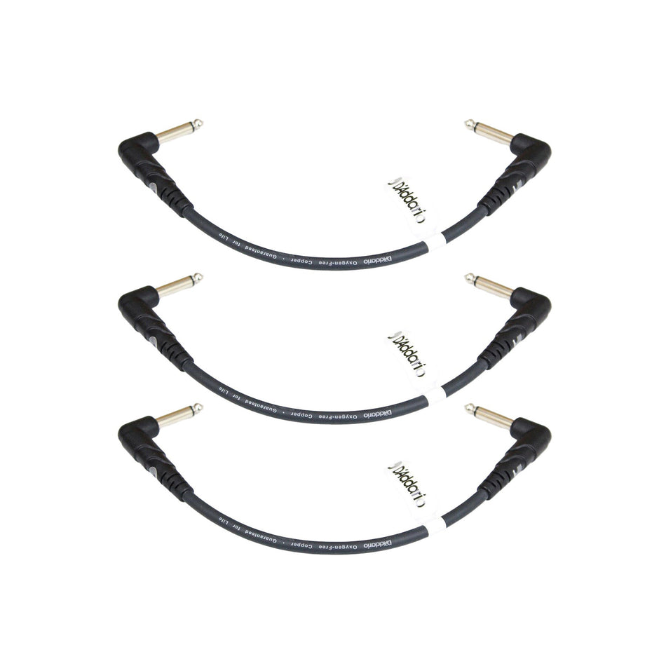 Planet Waves 6" Right-Angle 1/4" TS Instrument Patch Cable, 3-Pack