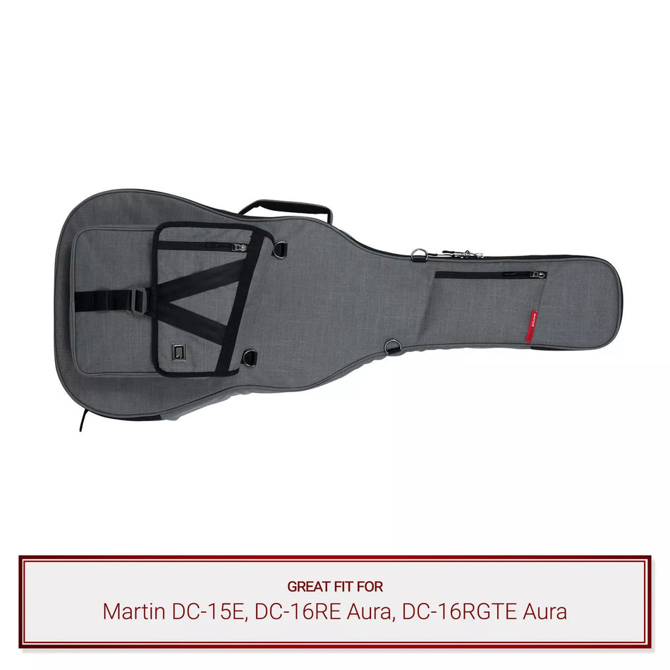 Grey Gator Guitar Case fits Martin DC-15E, DC-16RE Aura, or DC-16RGTE Aura