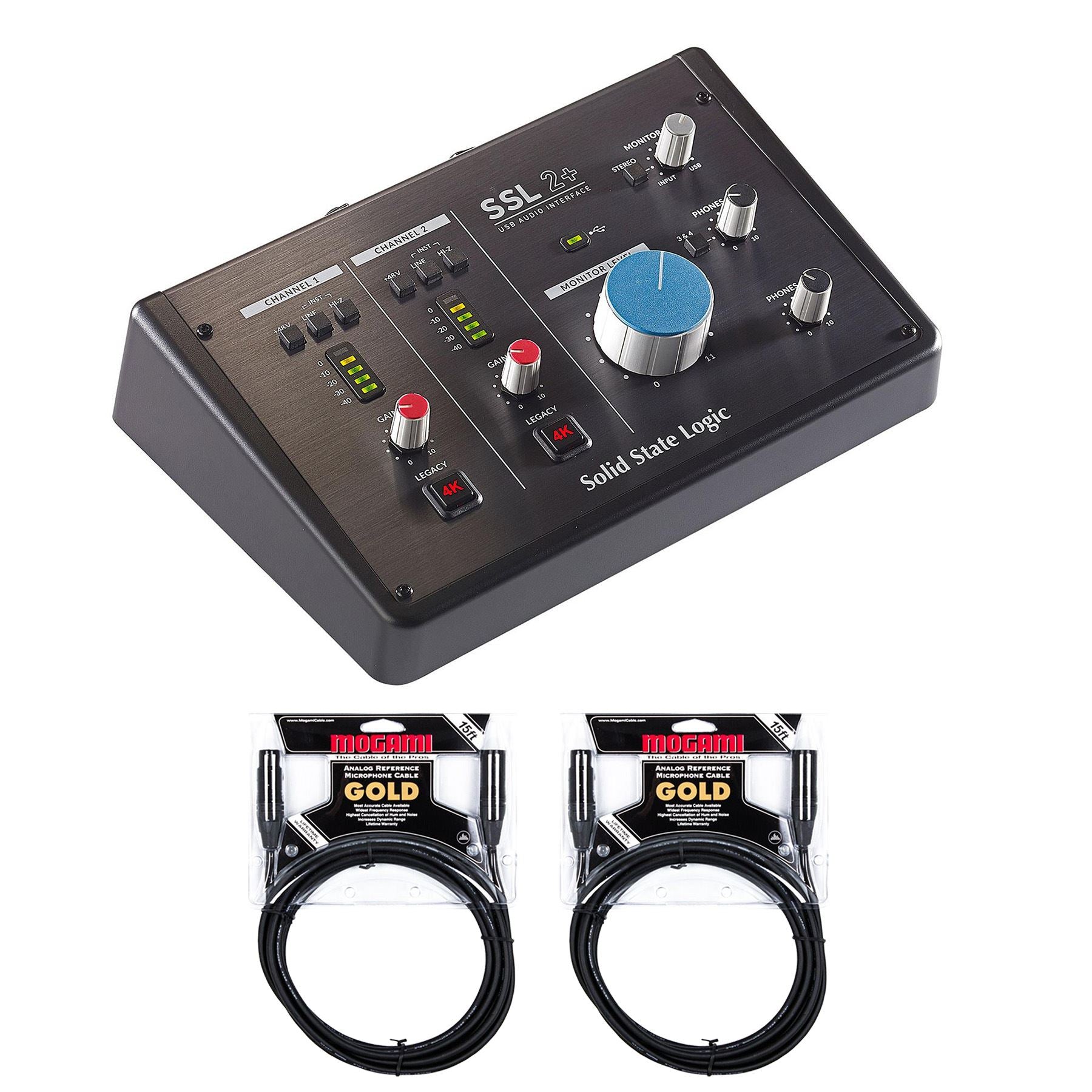 SSL SSL2+ USB-C Audio Interface Bundle with 2 Mogami Gold Studio