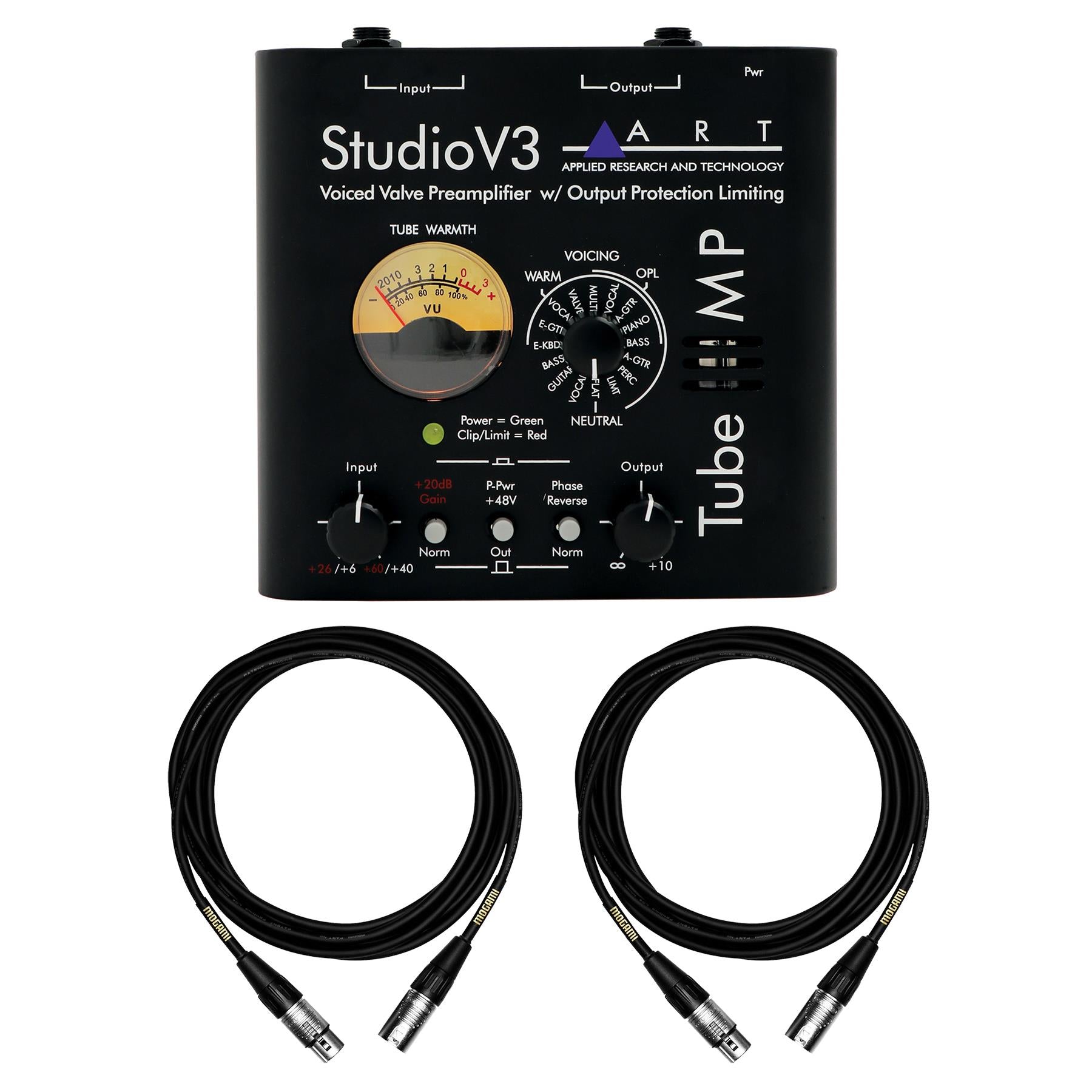 ART Tube MP Studio V3 Mic Preamp w/ 2 15-foot XLR Mogami Cables