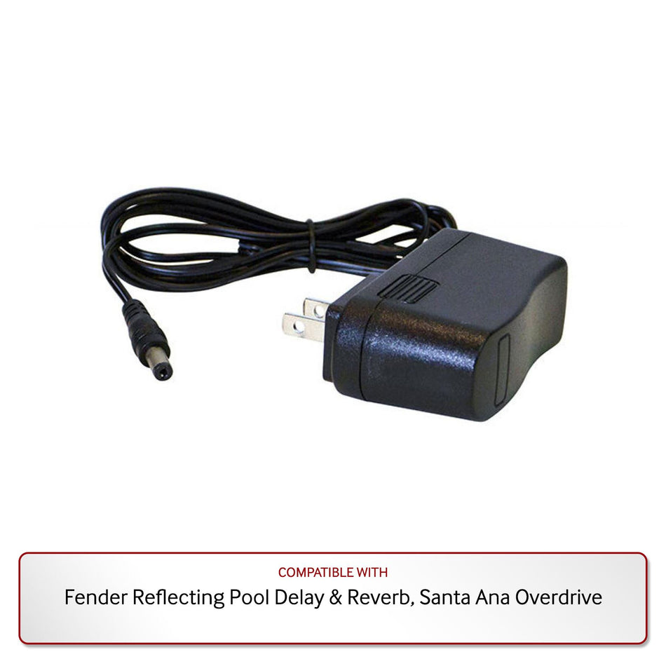 9V Power Supply for Fender Reflecting Pool Delay & Reverb and Santa Ana Overdrive