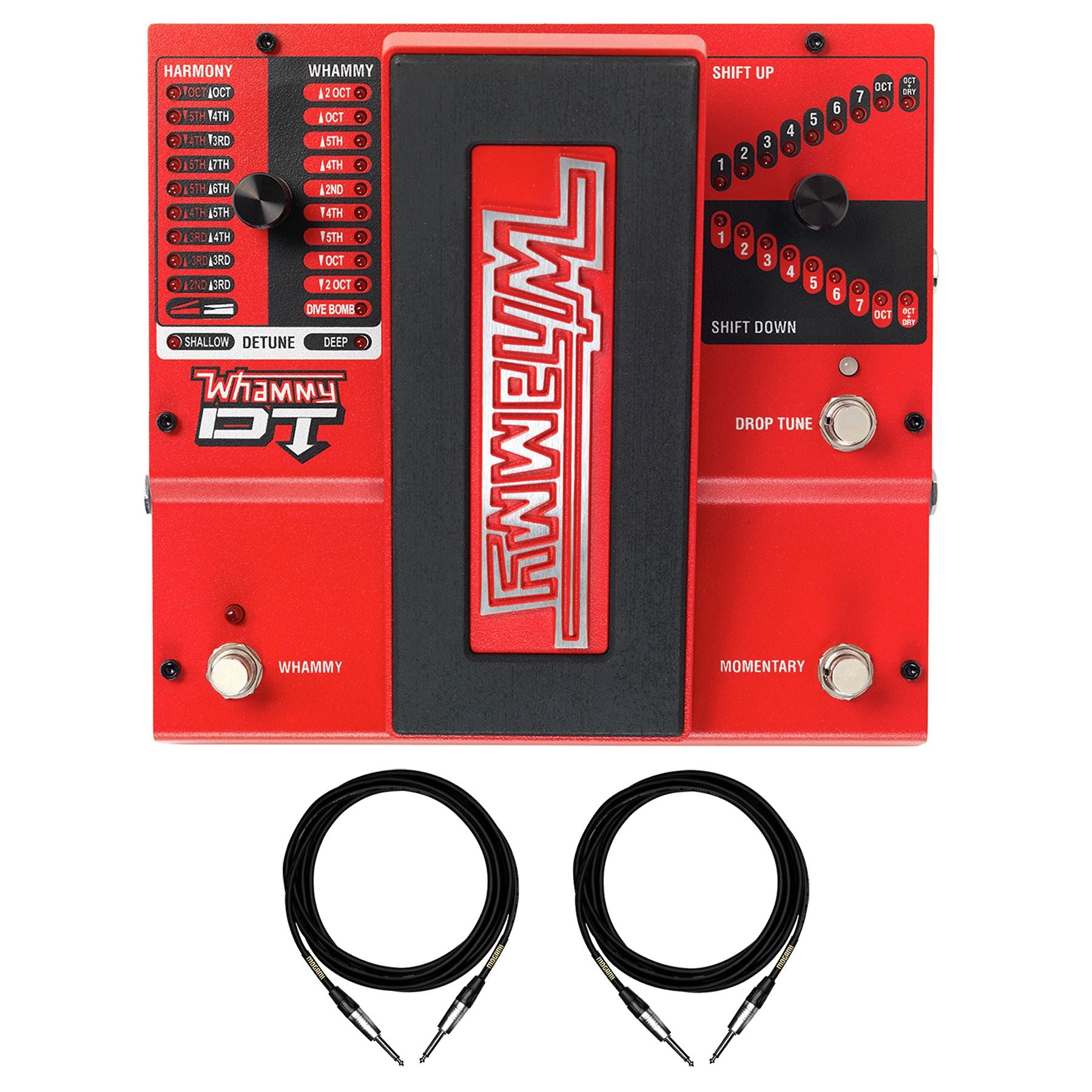 Digitech Whammy DT Pedal Bundle with 2 10-foot Mogami 1/4