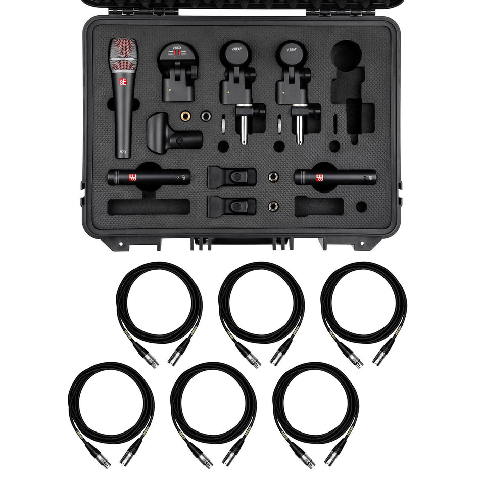 sE Electronics V-PACK-US-CLUB Drum Mic Kit Bundle with 6  Mogami XLR Cables