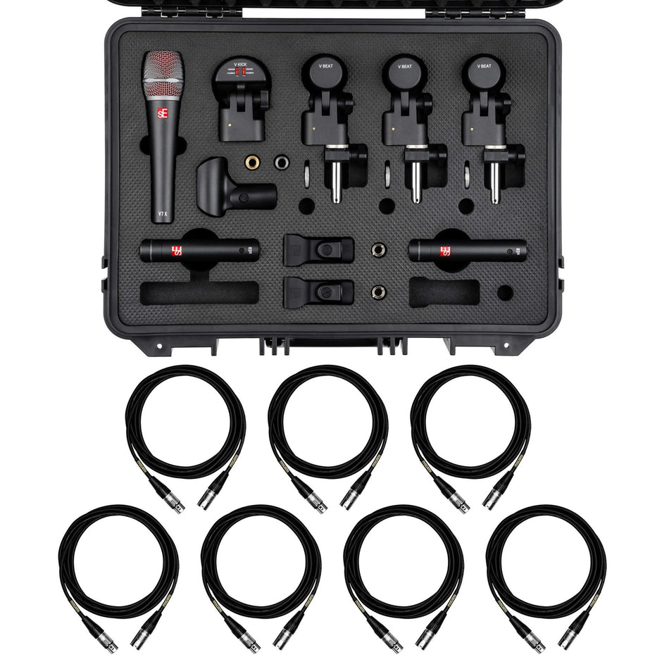 sE Electronics V-PACK-ARENA Drum Mic Kit Bundle with 7  Mogami XLR Cables