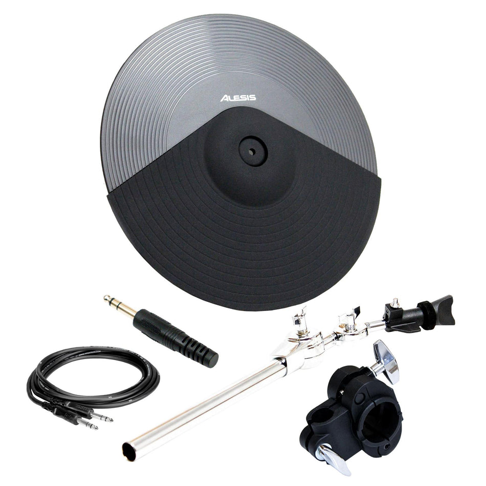 Alesis 16" 3-Zone Cymbal Pad w/ Support Arm, Clamp, Cable, Dummy Plug Bundle