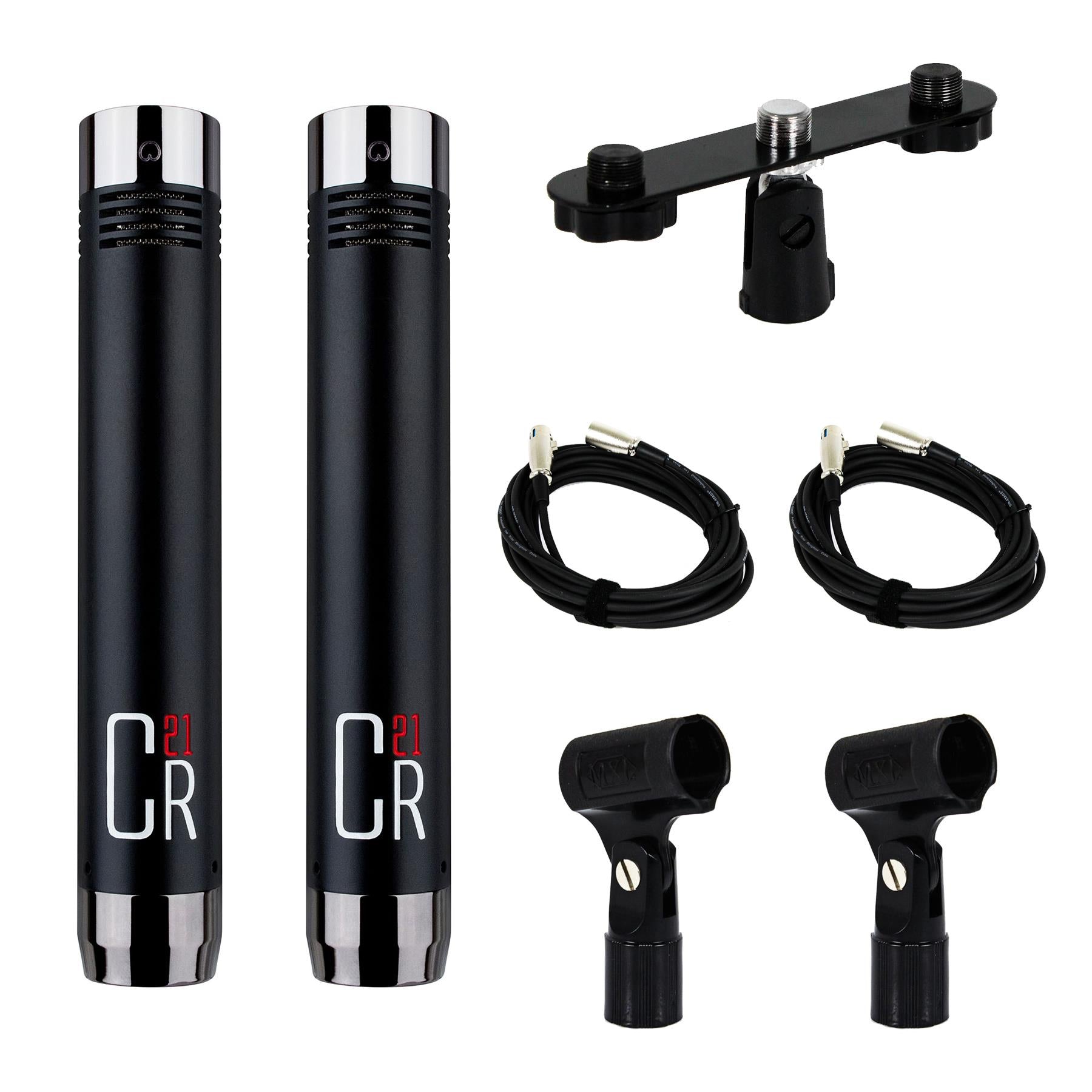 MXL CR21 Stereo Microphone Pair w/ Stereo Bar & 2 20-foot XLR ...