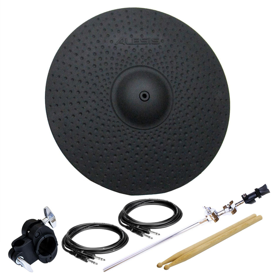 Alesis 16" Triple-Zone Cymbal Pad for Strike Pro SE Special Edition with Clamp, Arm, Cables & Drum Sticks